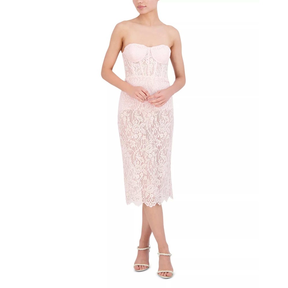 BCBGMAXAZRIA Illusion‎ Lace Strapless Evening Dress Size 6 NWOT